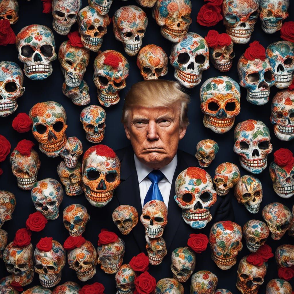 Donald Trump's mugshot for Día de los Muertos