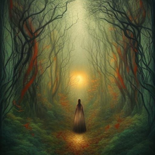 Wizard Woman in Vines with Forest Exposure