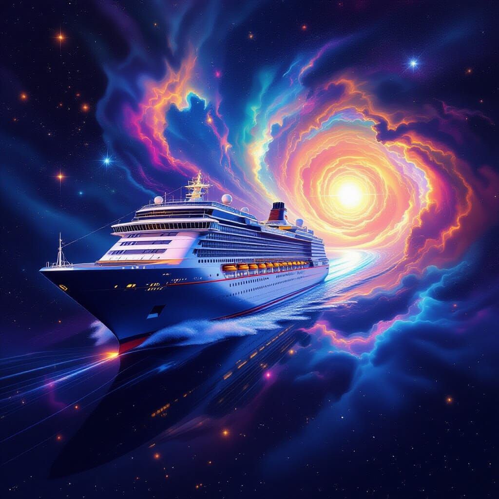 Majestic Space Cruise Ship in Cosmic Expanse