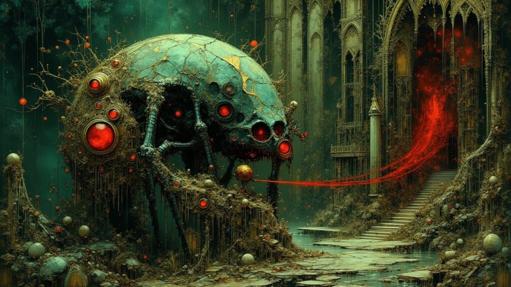 Spider Queen and Spider in Baroque Style