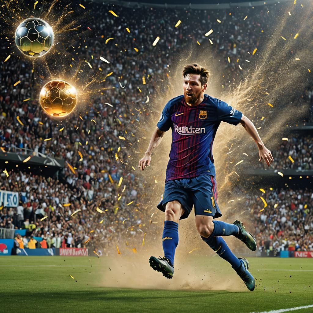 Messi Scores Goal in Surreal Dreamscape