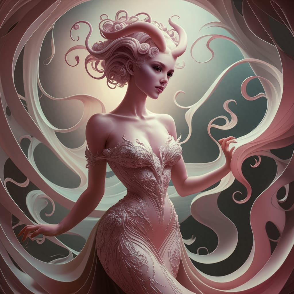 Satyr Woman in Surreal Dreamscape, Digital Art