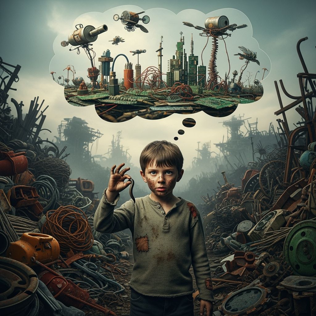 Boy Dreams of Junk World in Scrapyard