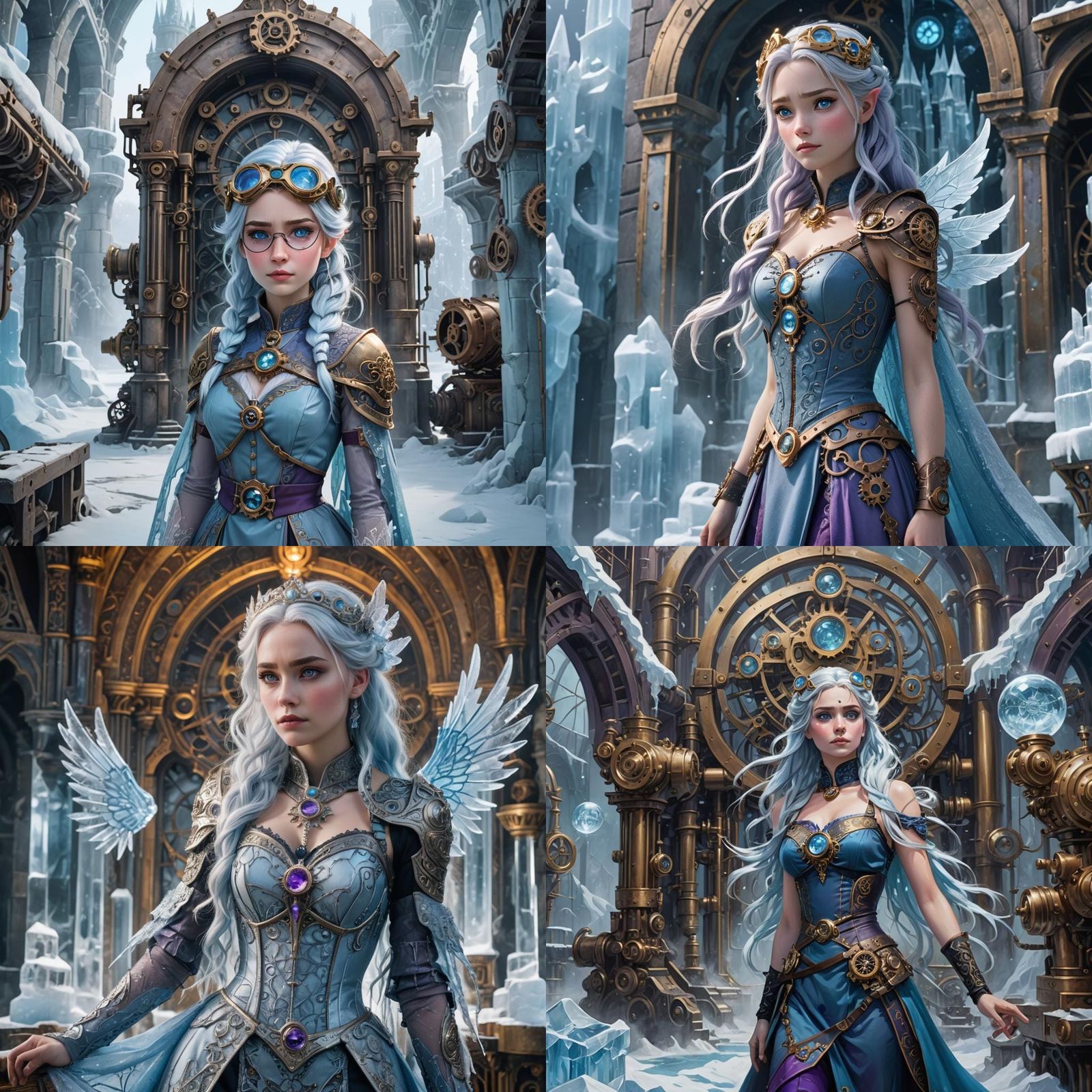 Elsa with Purple Crystal Wings and Steampunk Engine