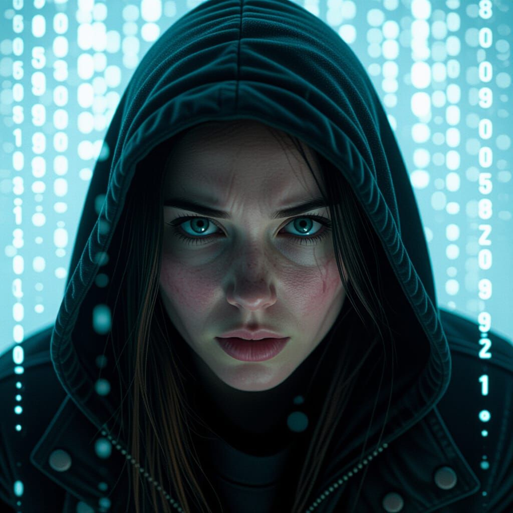 Eerie Face Surrounded by Cryptic Whispers in Dark Surrealism