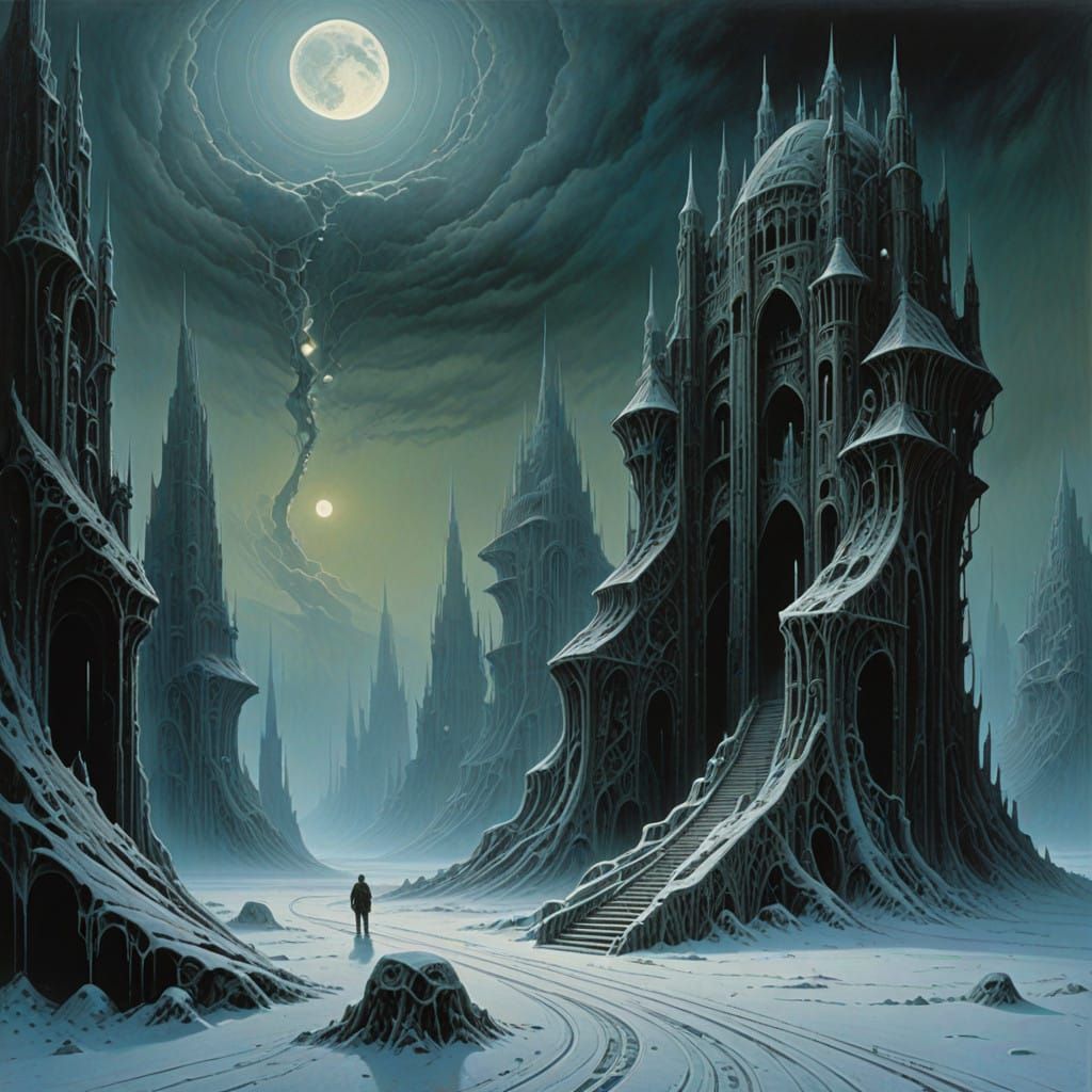 Frosty Crown Radiates in Silver Moonlight