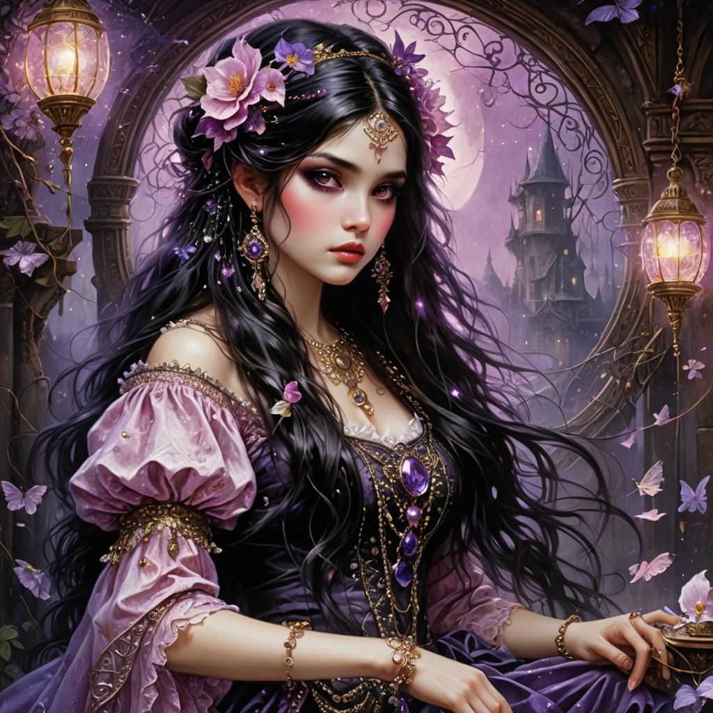 Glamorous Gypsy Digital Art in Hyperrealistic Style