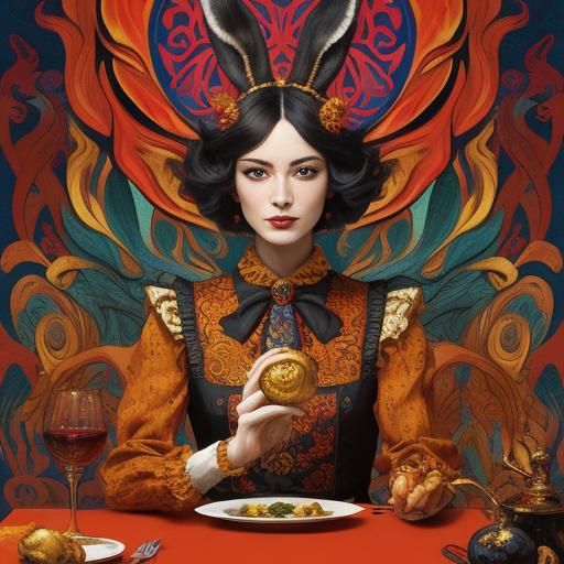 Surreal Rabbit Feast: An Expressionist-Post-Impressionist Pa...