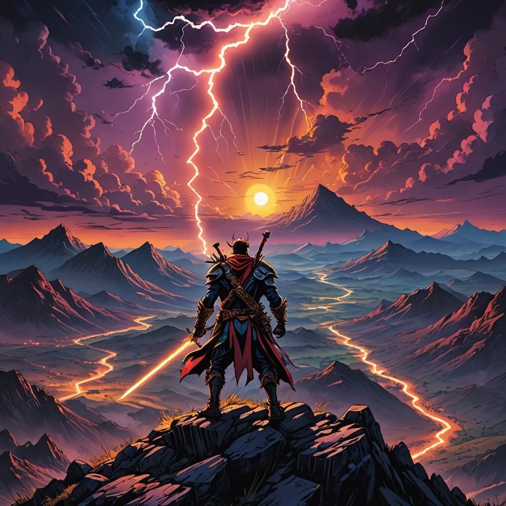 Epic Warrior in Comic Book Style