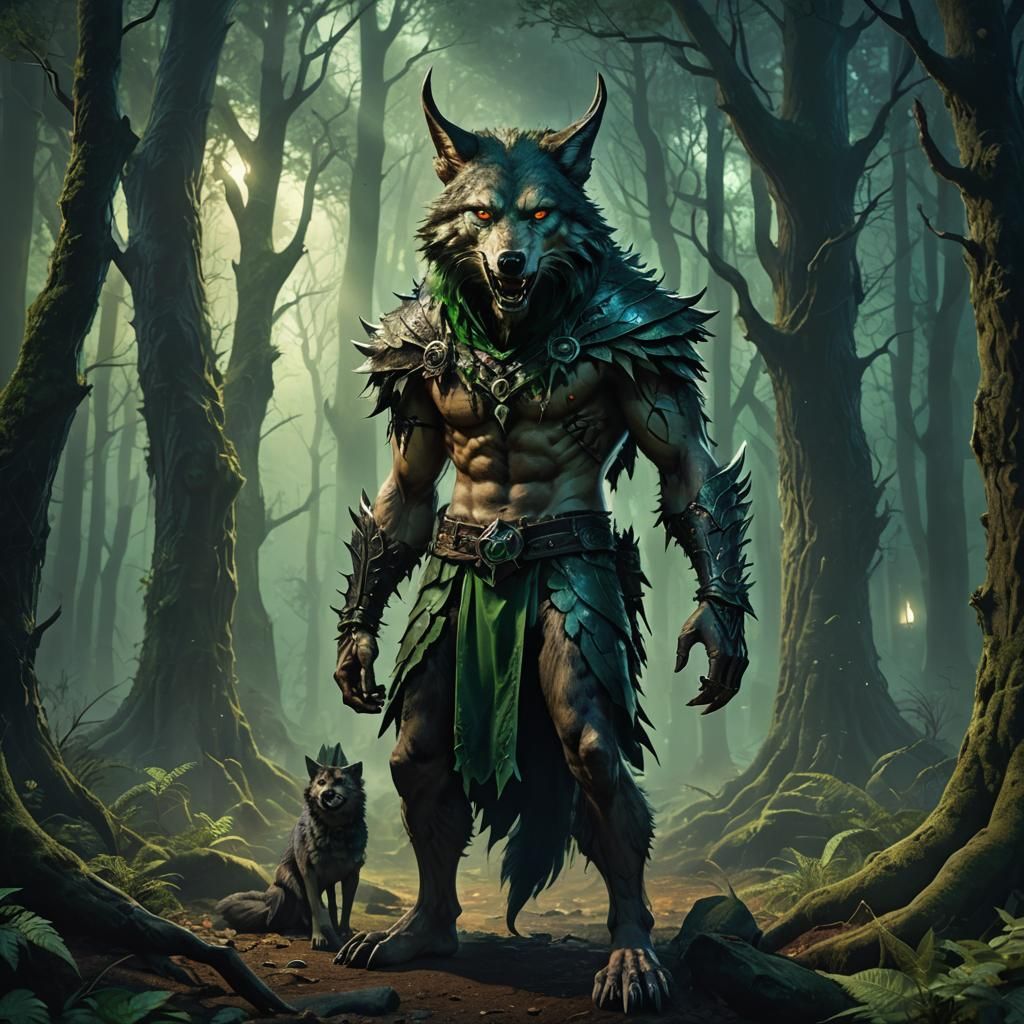 Mystical Forest: Wolf-Eared Man in Fantasy Art