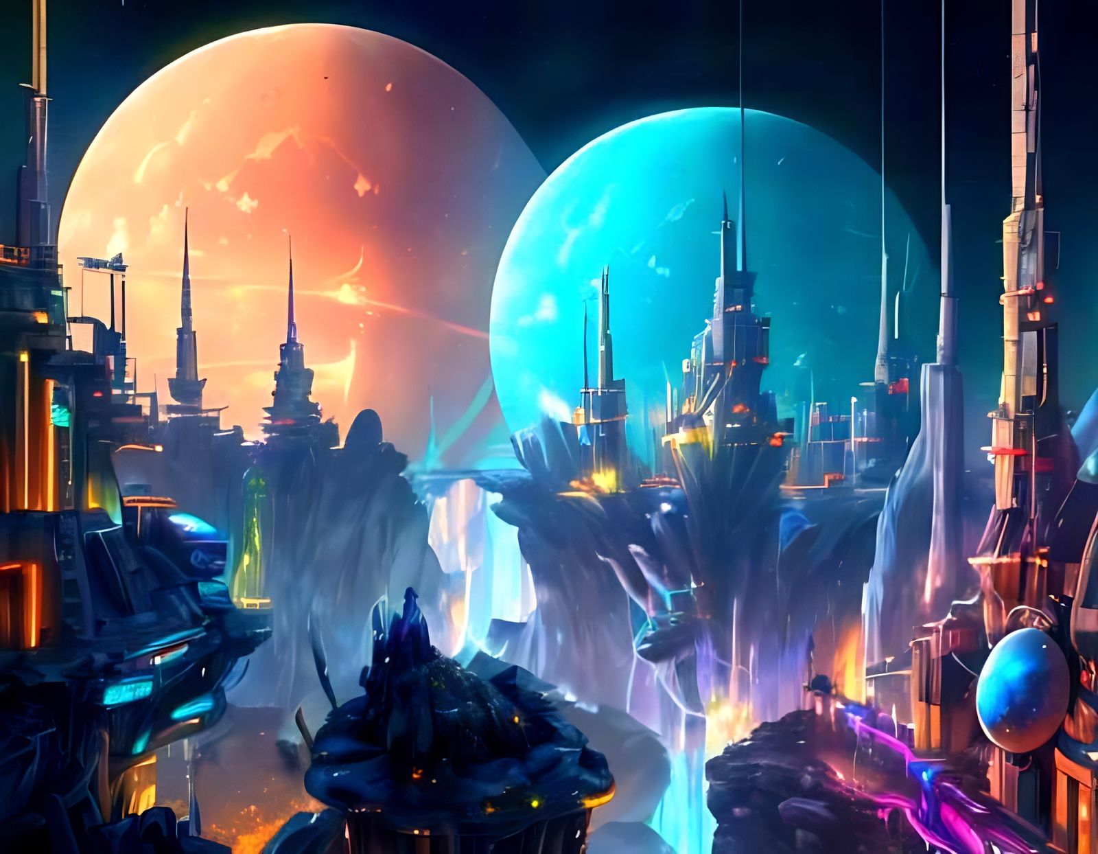 Cyberpunk Cityscape on a Distant Ice Moon