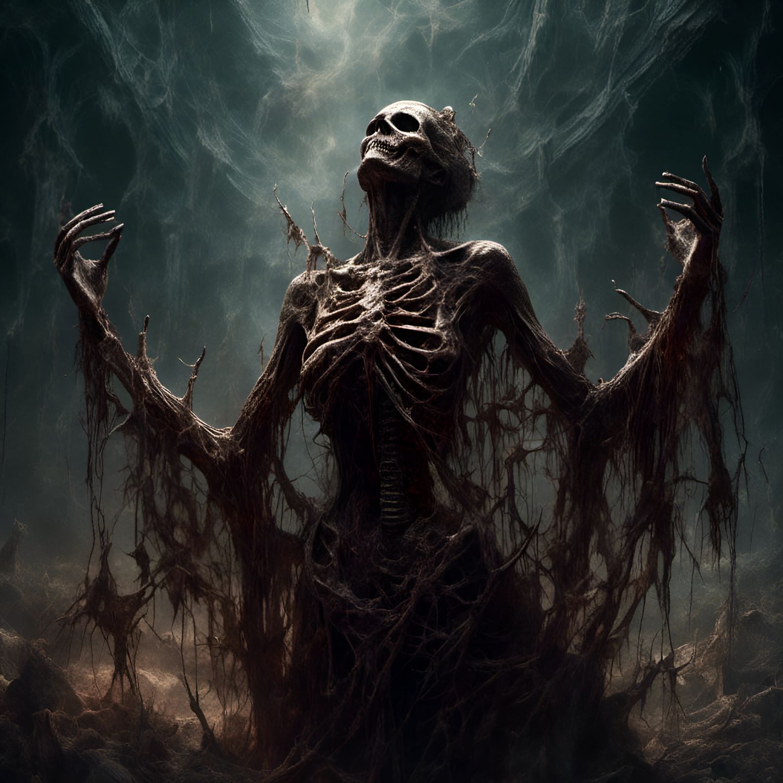 Macabre Horror: Decaying Woman Reaching Out