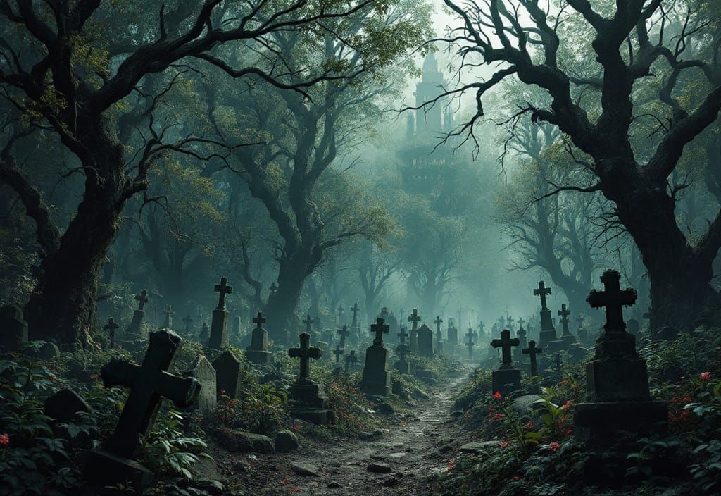 Rainforest Cemetery: Epic Cinematic Digital Matte Painting