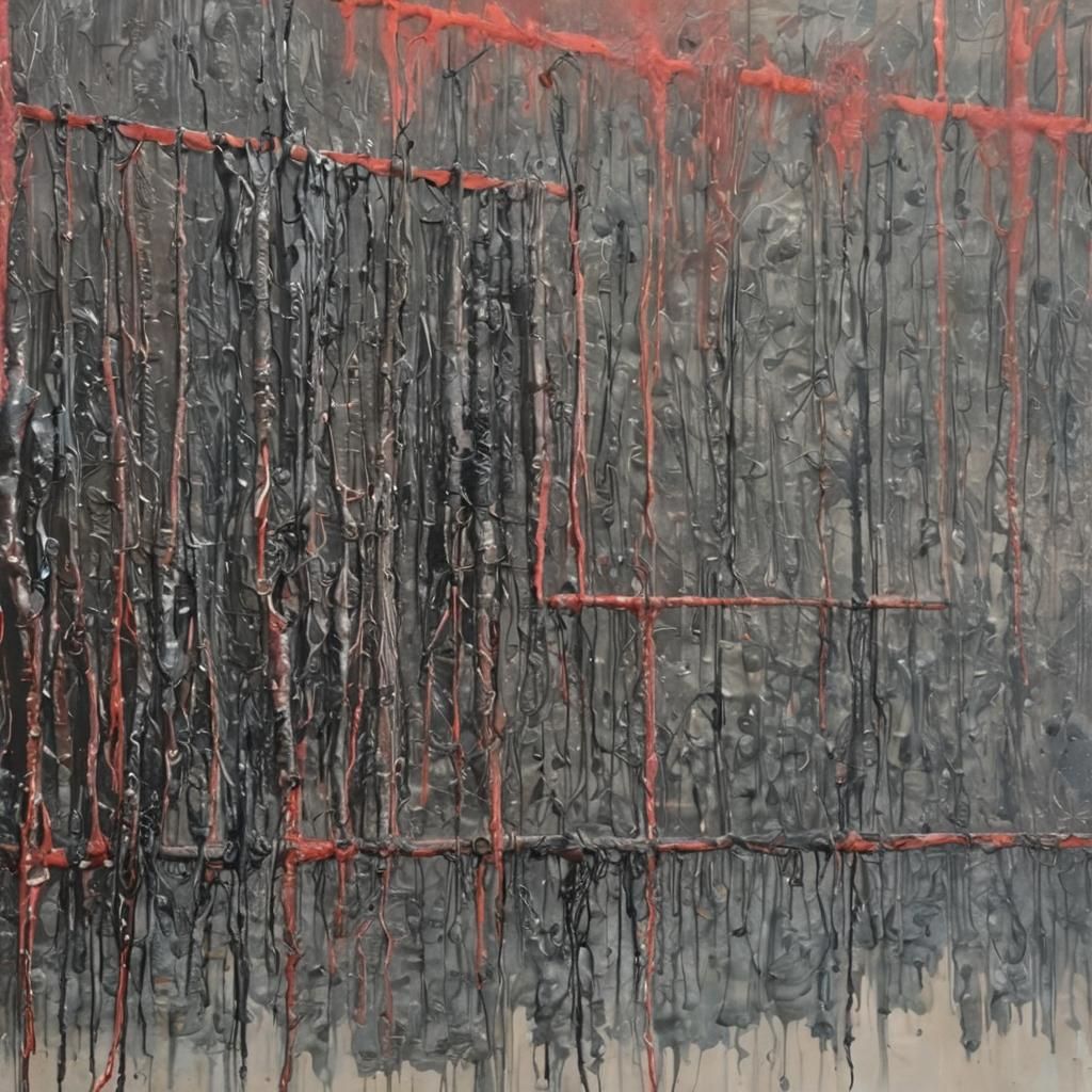Gallows Silhouette in Fibers: An Oil Painting