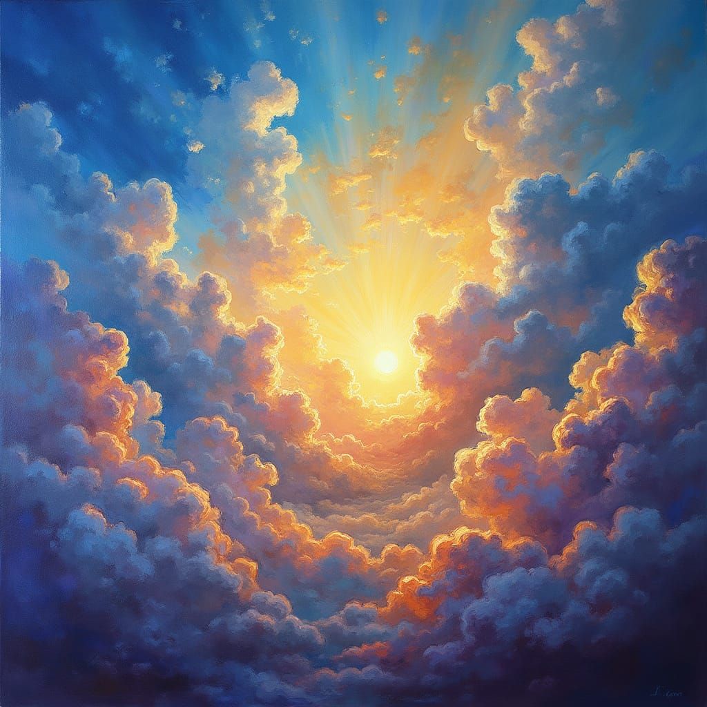 Ethereal Celestial Masterpiece in Vibrant Oil Paintings
