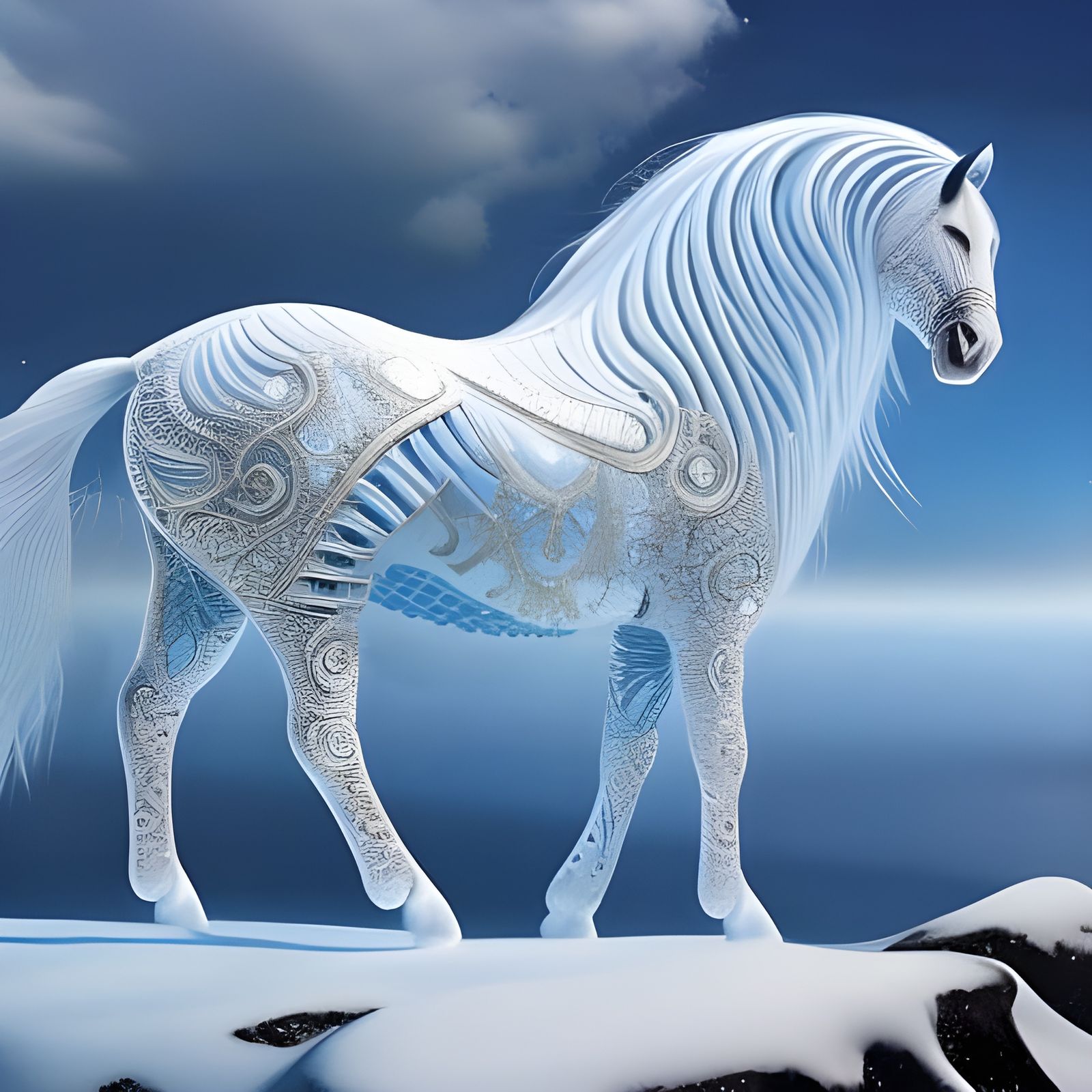 Fantasy Frost Horse Made of Ice