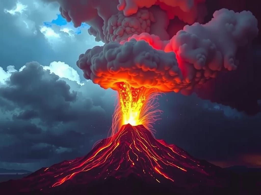 Erupting Volcano in Apocalyptic Horror Style