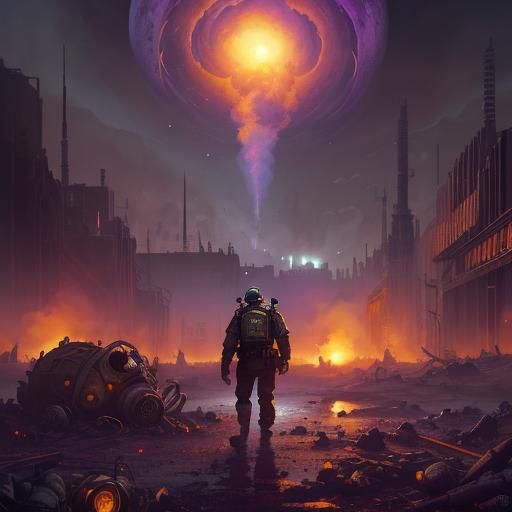 Nuclear Fallout Gas Mask in Dark Fantasy Style