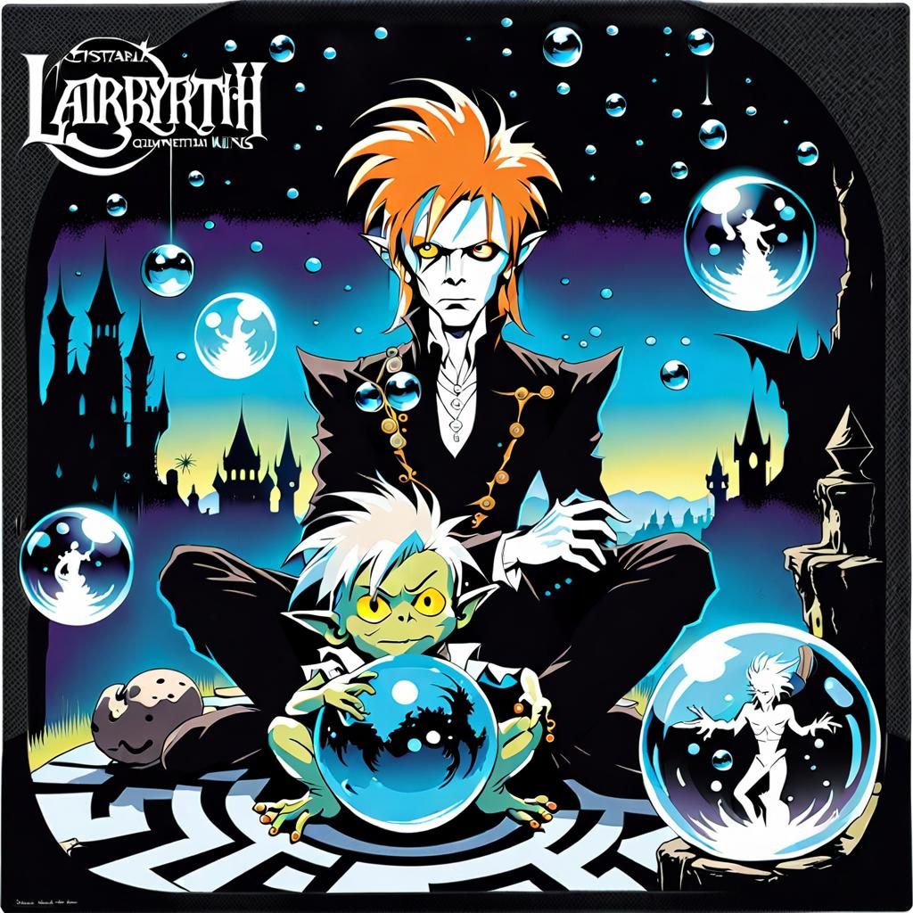 Bowie as Jareth in Gothic Labyrinth Cover Art