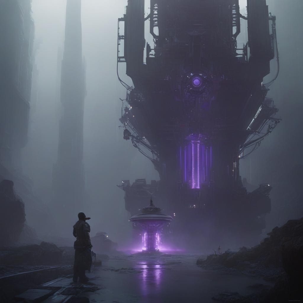 Dark Fantasy Concept Art in Cyberpunk Style