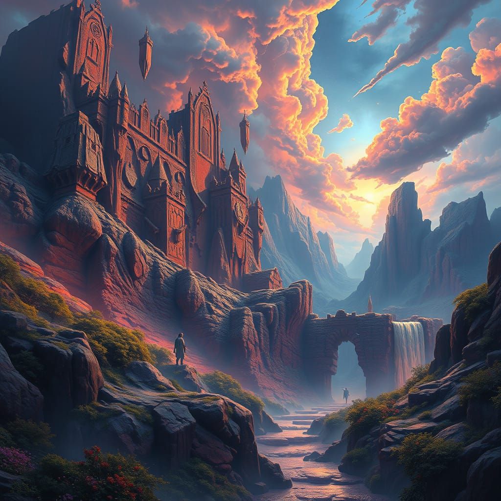 Enchanted Fantasy Realm in Vibrant, Dreamlike Detail