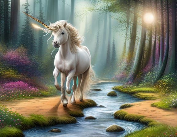 Simple AI Image of Unicorns