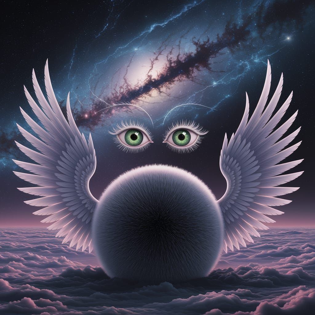 Majestic Angel Emerge in Starry Night Sky