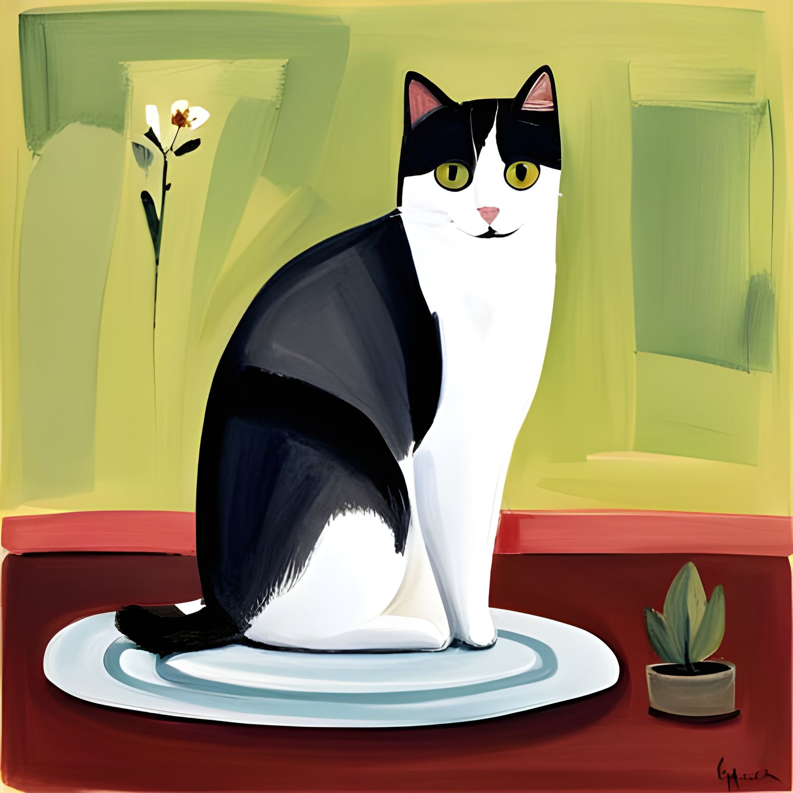 Calico Cat Illustration in Maira Kalman Style