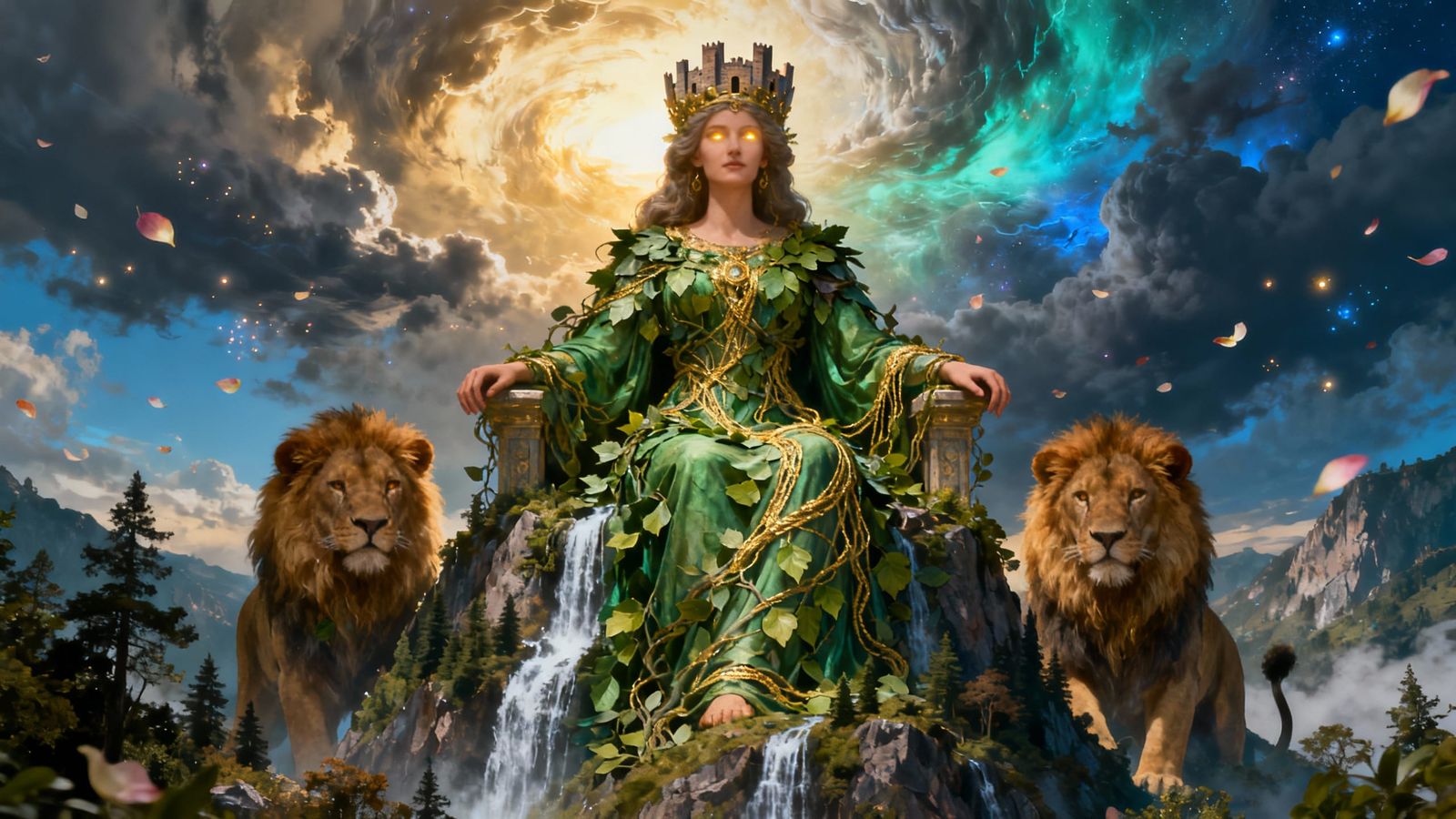Cybele, Great Mother Goddess on Mountain Throne
