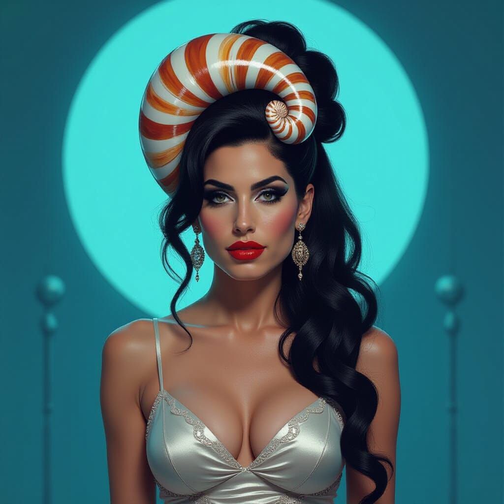 Amy Winehouse: Surreal Futuristic Portrait in Cyberpunk Styl...