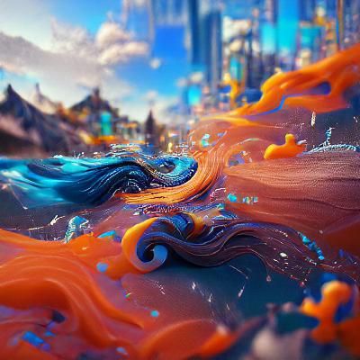 Flowing Liquid in Detailed Matte Painting