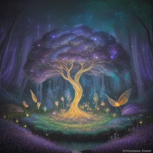 Enchanted Fairy Grotto with Crystalline Tree