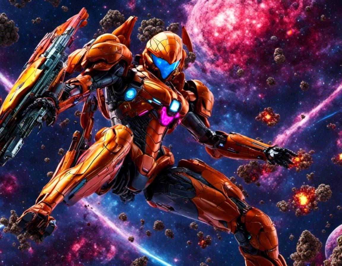 Samus Aran from Metroid in HD 2D Pixel Art