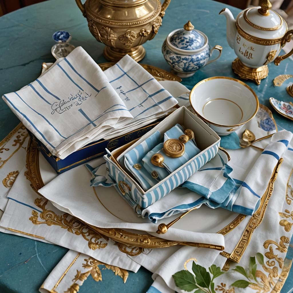 Detailed Napkins in Box on French Patio