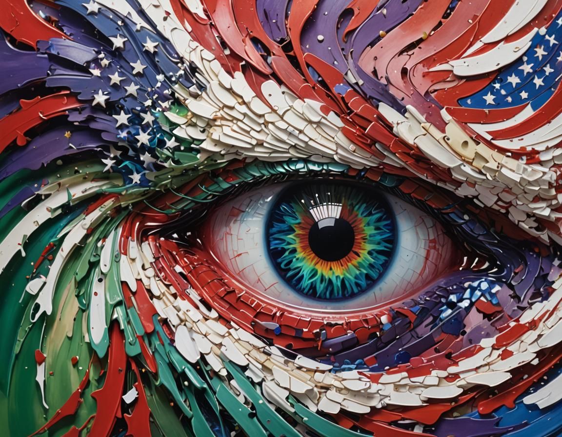 Eyes Wide Open: Surreal American Flag Dissolves into Psyched...