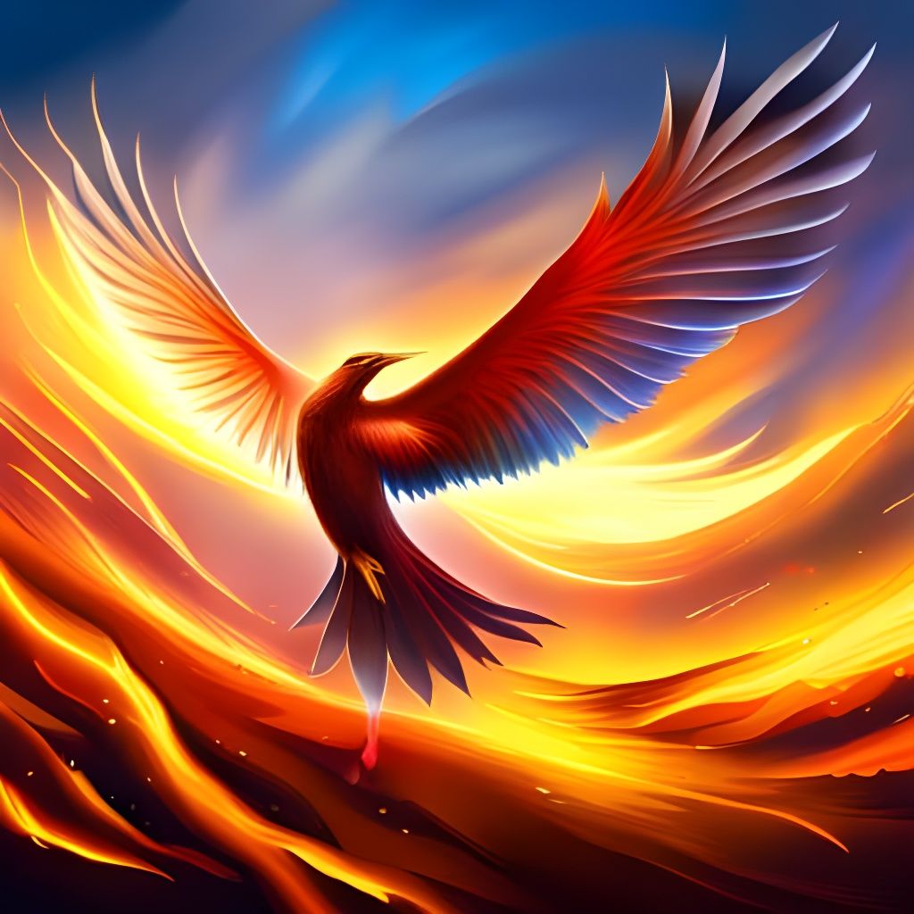 Majestic Phoenix with Spread Wings
