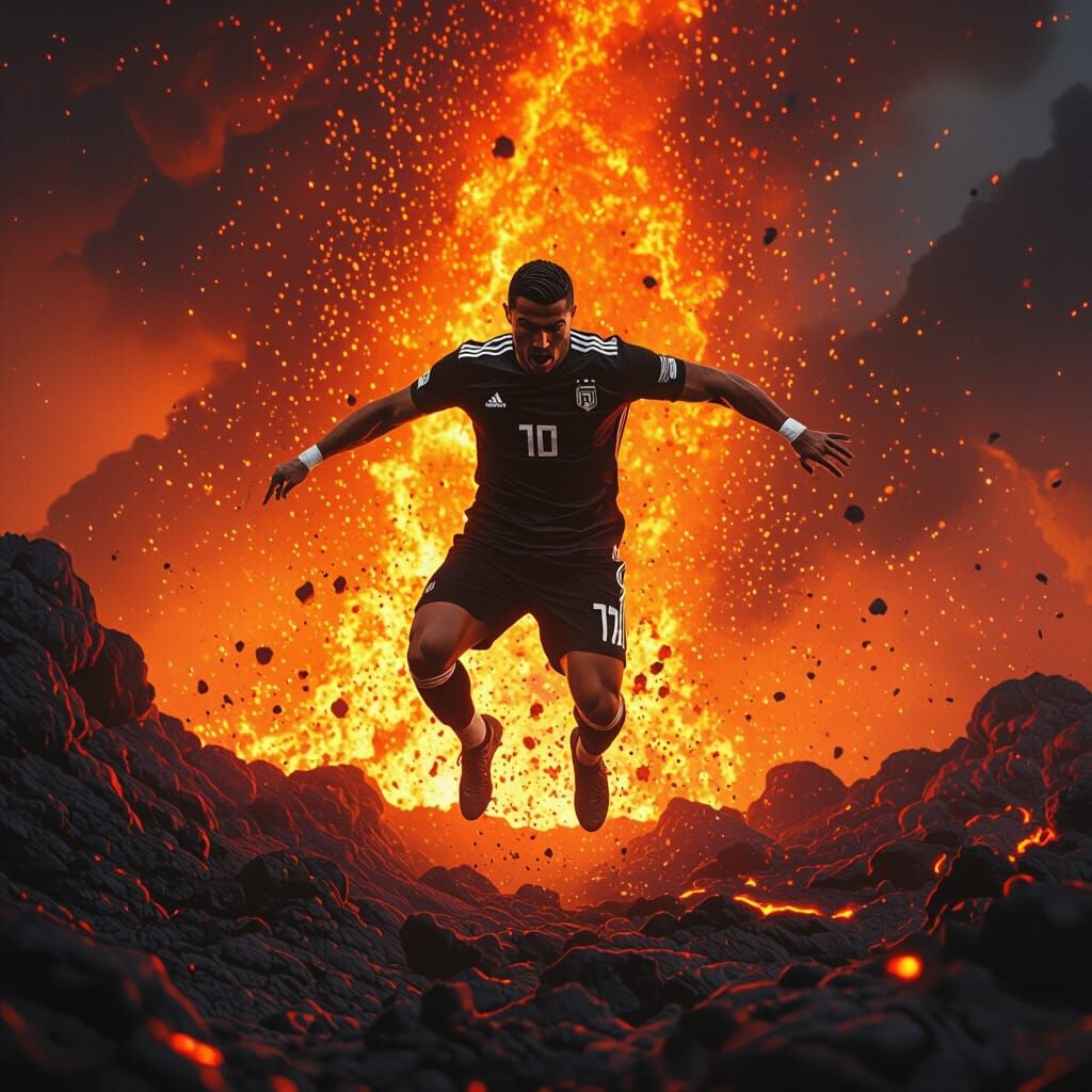Cristiano Ronaldo Jumps Into Fiery Volcano