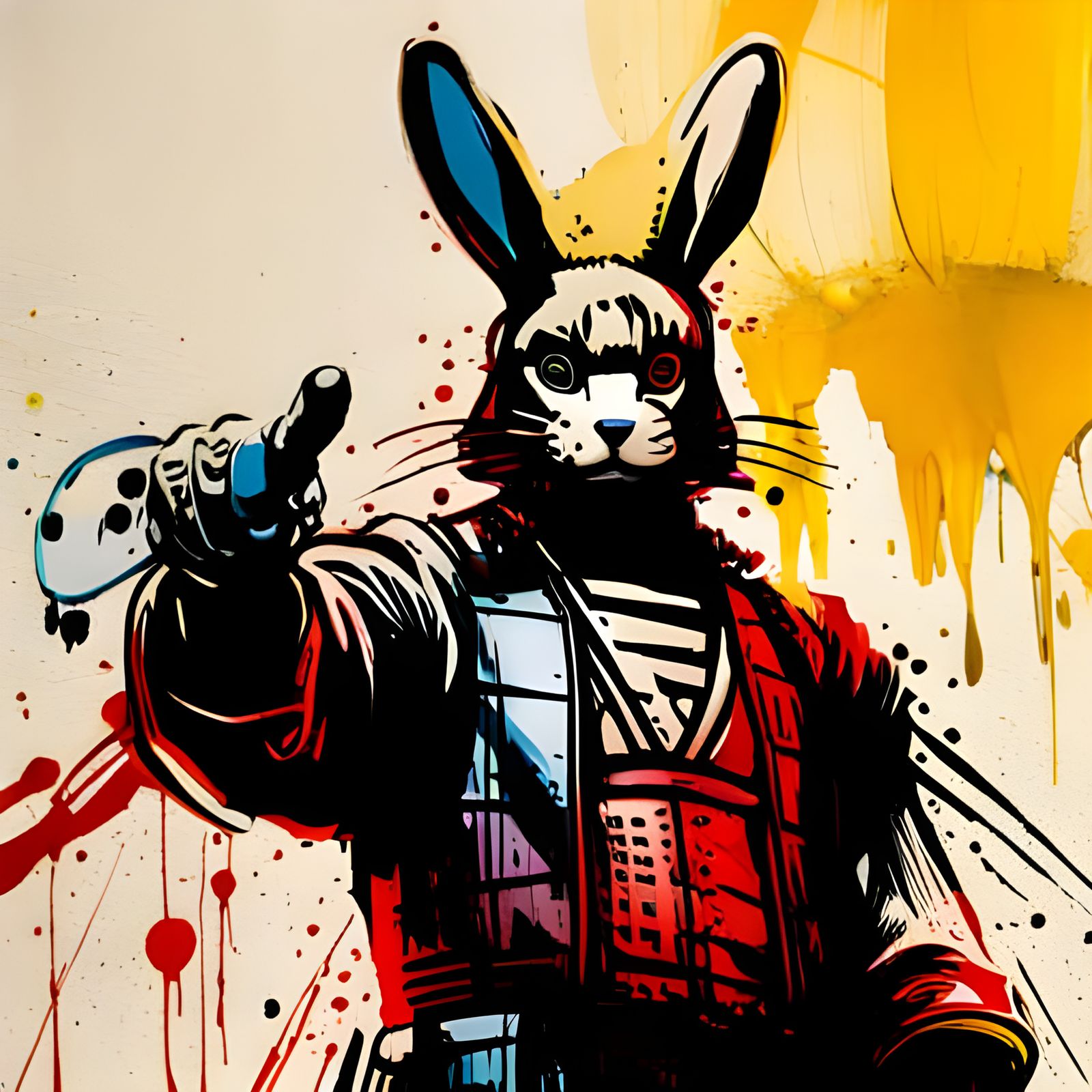 Samurai Rabbit in Hypermaximalist Style