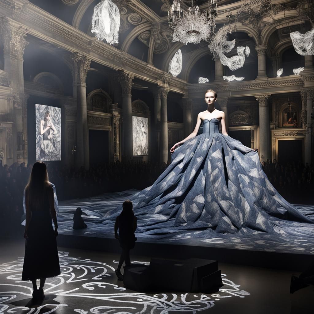 Historical Art Performance with Denim Haute Couture