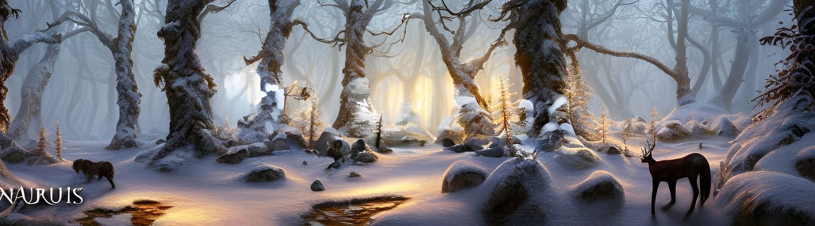 Magical Winter Forest Landscape in Hyper-Realism