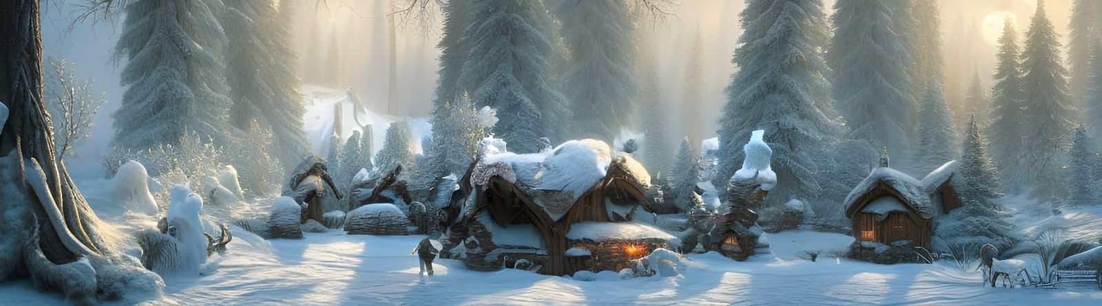 Magical Winter Forest Landscape in Digital Art