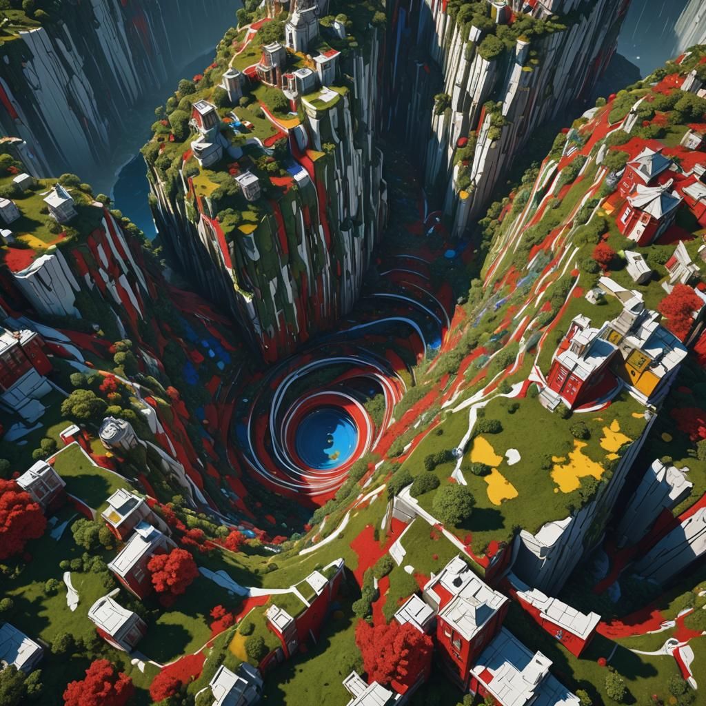 Abstract Geometric Art with Intersecting Colors