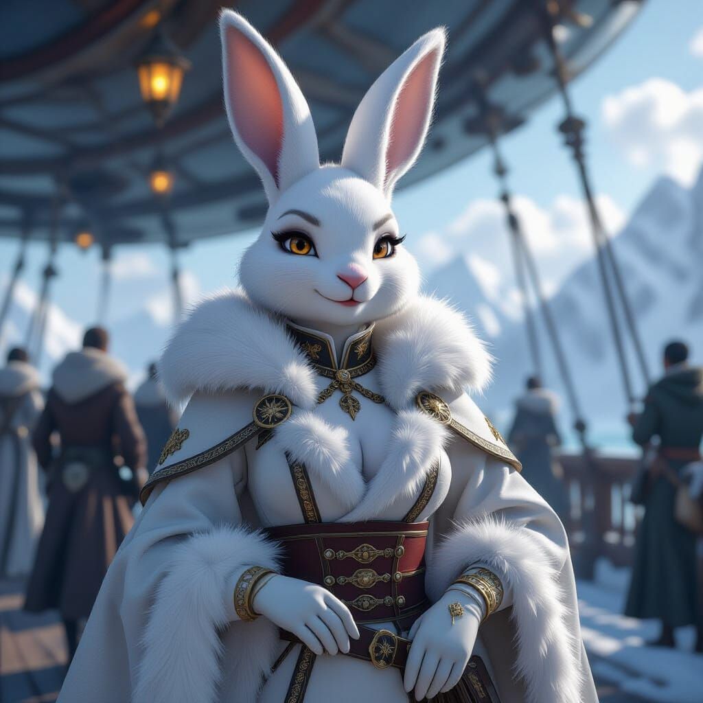 Wealthy Harengon Spy Departs Airship in Fantasy Casino