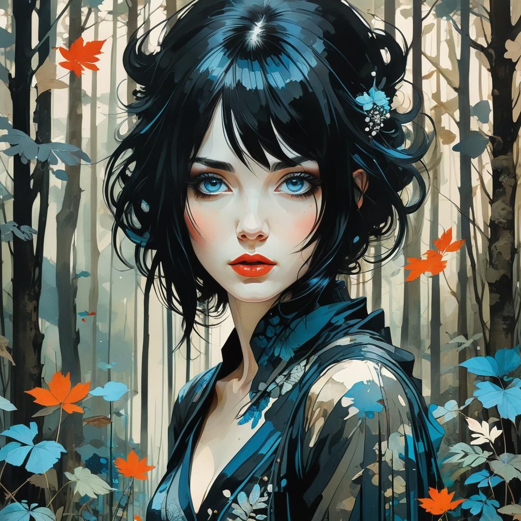 , A beautiful lady black hair