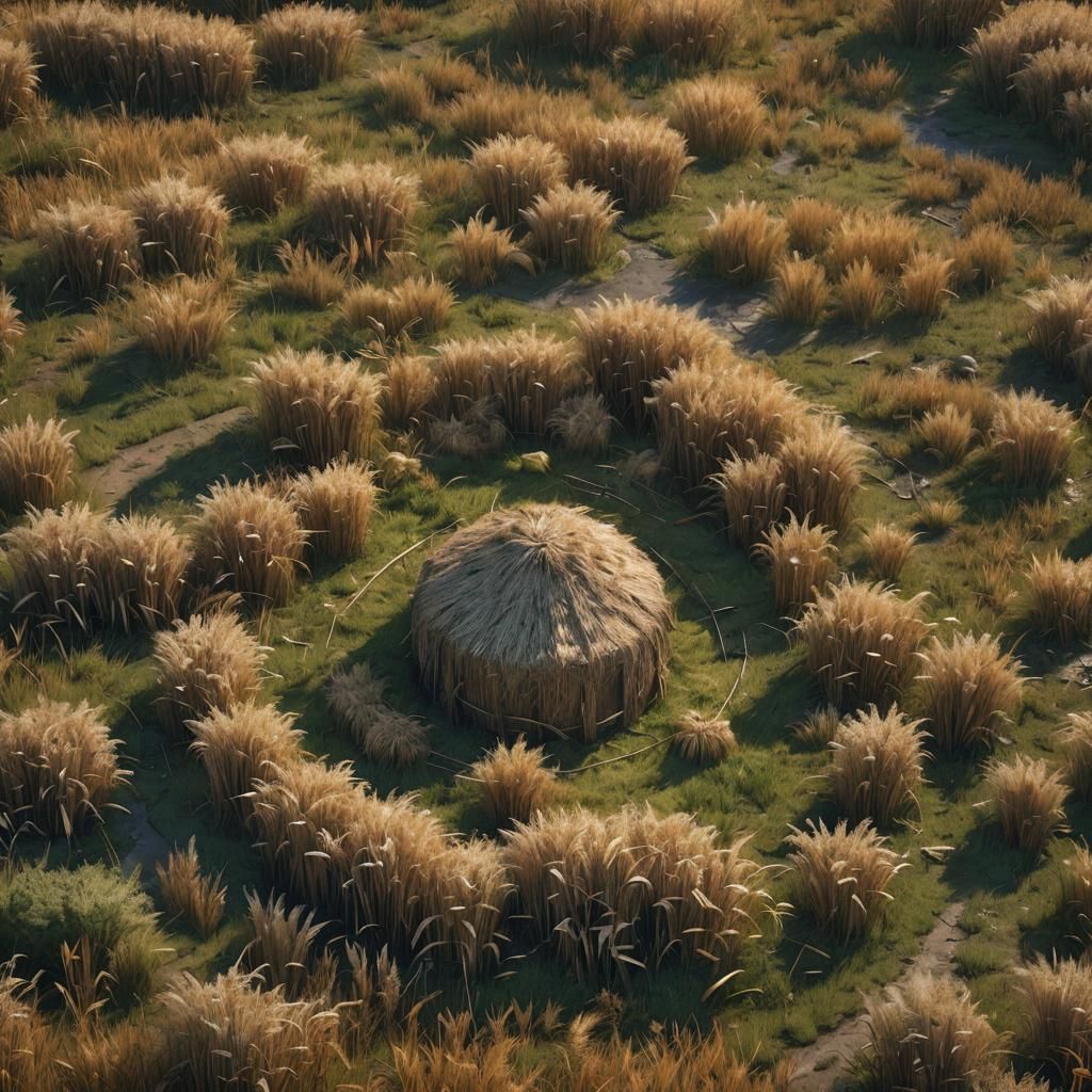 Whimsical Thatched Animal Shelter in Detailed Matte Painting