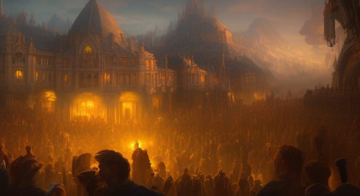 Vibrant Beer Festival in Detailed Digital Painting