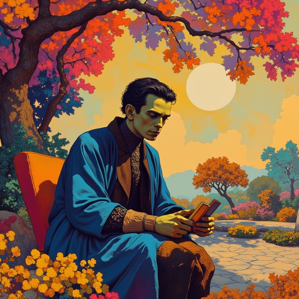 Frankenstein Relaxing on a Mediterranean Patio