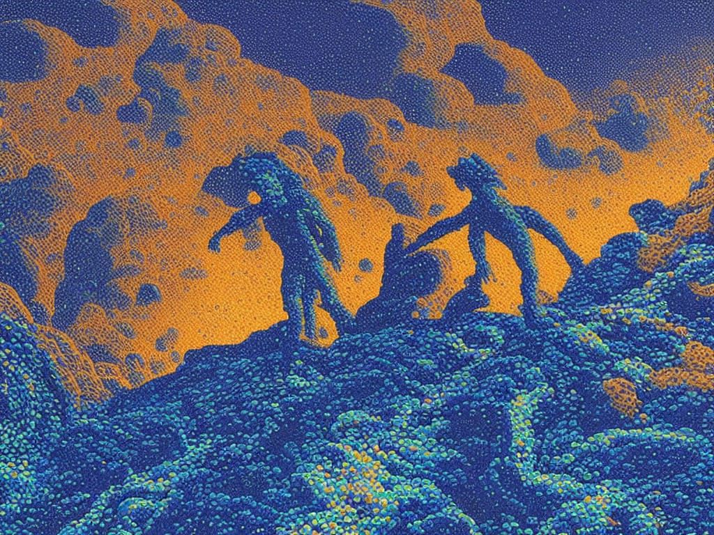 People and Habitats on Mars in a Glitchcore Landscape