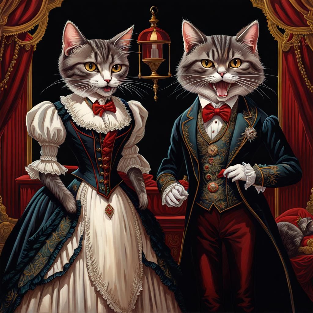 Victorian Vampire Cats in a Gothic Home