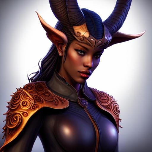 Detailed Tiefling Wizard with Yellowish Skin